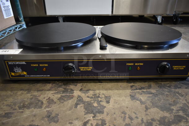 BRAND NEW SCRATCH AND DENT! 2023 Carnival King 382TCM16DBL Stainless Steel Commercial Countertop 16" Dual Non-Stick Crepe Maker. 208-240 Volts, 1 Phase. Tested and Working! - Image 4 of 6