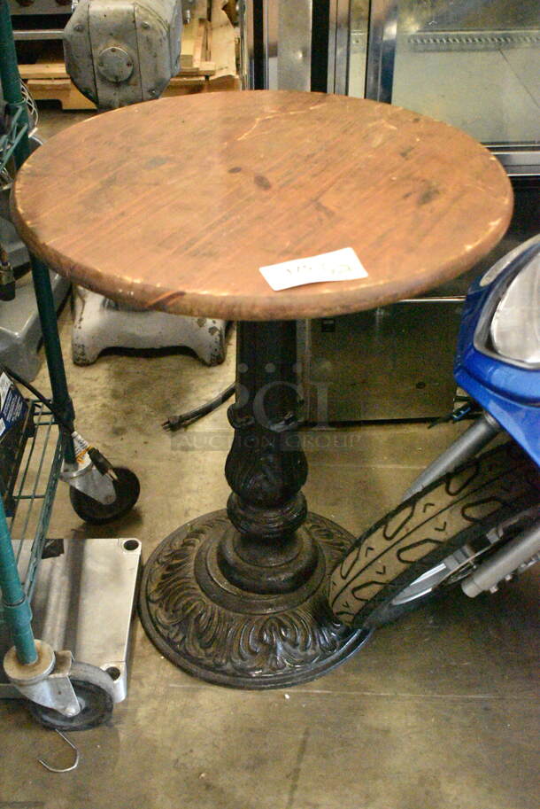 2 Round Tables on Ornate Black Metal Table Base. 24x24x30, 18x18x29. 2 Times Your Bid!  - Image 3 of 7