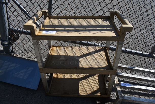 Tan Poly 3 Tier Cart on 2 Commercial Casters. 16x31x36