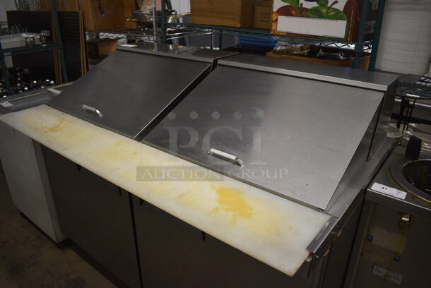 2015 Migali Model C-SP60-24BT Stainless Steel Commercial Sandwich Salad Prep Table Bain Marie Mega Top w/ Cutting Board on Commercial Casters. 115 Volts, 1 Phase. 62x35x48. Tested and Working! - Image 3 of 8