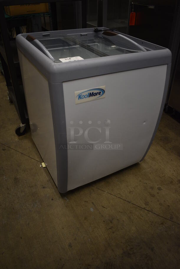 KoolMore KM-ICD-26SD Metal Commercial Chest Freezer Merchandiser on Commercial Casters. 115 Volts, 1 Phase. 26x28x34. Tested and Powers On But Temps at 46 Degrees - Image 5 of 8