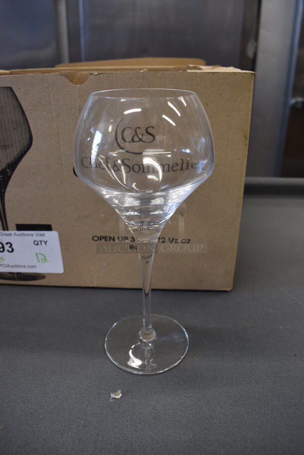 12 BRAND NEW IN BOX! Chef & Sommelier 12.5 oz Wine Glasses. 4x4x8.5. 12 Times Your Bid!