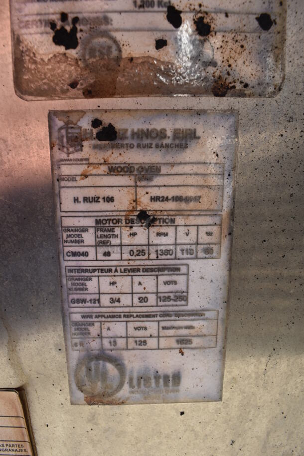 H. Ruiz 106 Stainless Steel Commercial Floor Style Wood Fired Grilled Chicken Rotisserie Oven on Commercial Casters. 59x38x66 - Image 7 of 11