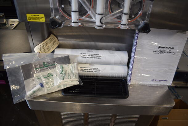 BRAND NEW! 2022 Stoelting O231-30912F Commercial Stainless Steel Air Cooled Soft Serve Ice Cream Machine With 2 Hoppers. Includes Box of Commercial Casters, Operators Manual And Cleaning Supplies. 208-230V, 3 Phase. Tested And Working!  - Image 4 of 12
