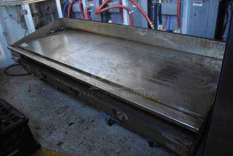 Keating Miraclean 72.BFLD Stainless Steel Commercial Countertop Natural Gas Powered Flat Top Griddle. 72x32x17