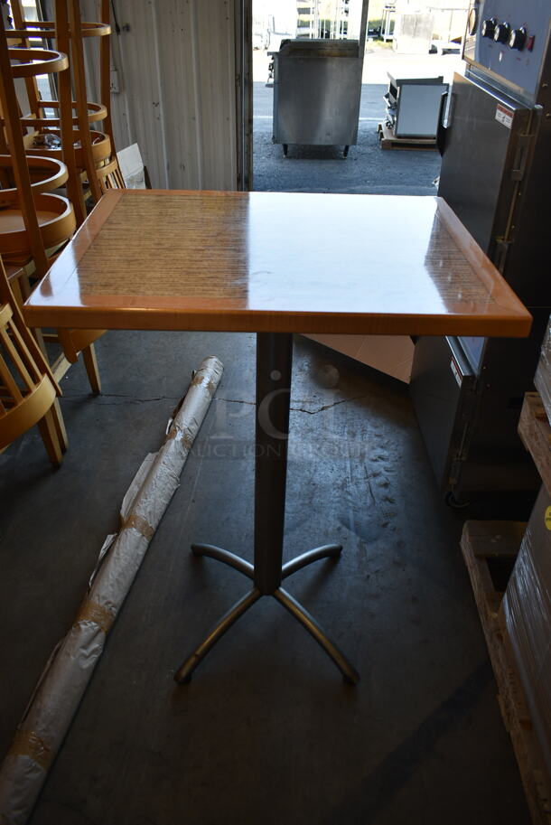 6 Wood Pattern Rectangular Bar Height Tables. 6 Times Your Bid! - Image 1 of 5