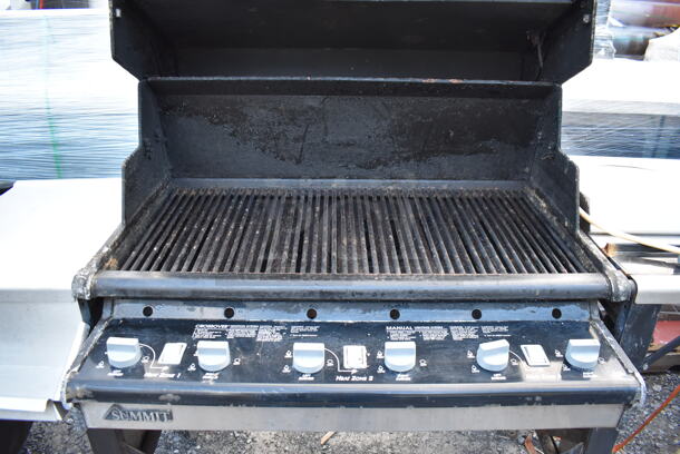 Weber Summit Metal Outdoor Propane Gas Powered Grill w/ Right Side Single Burner Range on Commercial Casters. 78x29x48 - Image 8 of 12