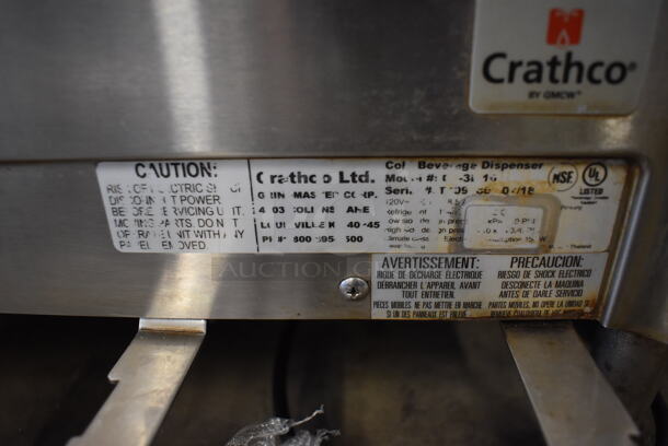 Crathco Stainless Steel Commercial Countertop 3 Hopper Refrigerated Beverage Machine. 120 Volts, 1 Phase. Tested and Powers On But Parts Do Not Move - Image 8 of 8