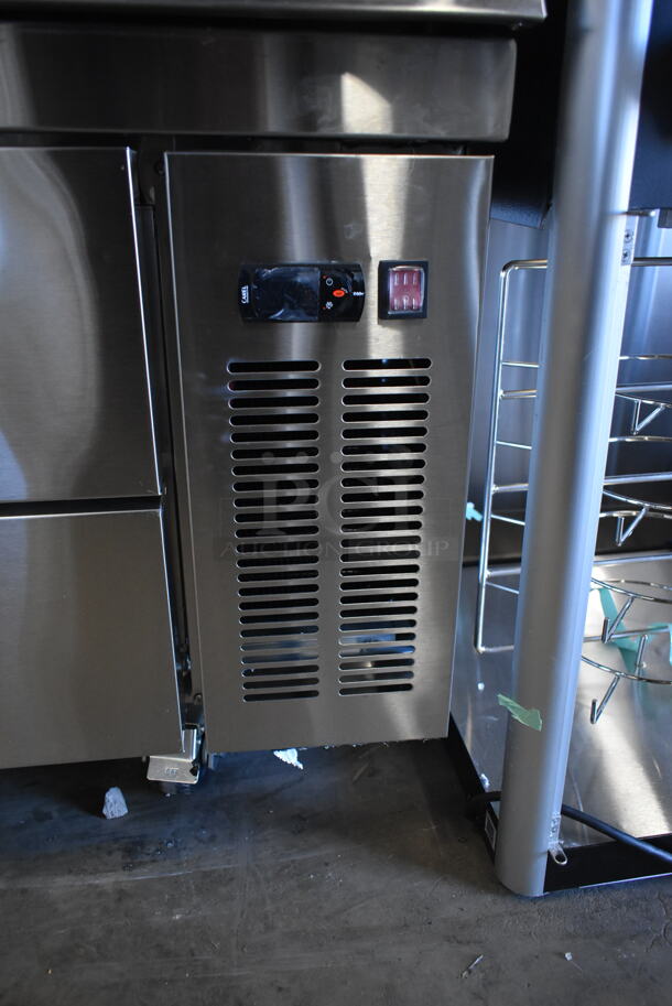 BRAND NEW SCRATCH AND DENT! Avantco 178CBE72HC Stainless Steel Commercial 72" 4 Drawer Refrigerated Chef Base on Commercial Casters. 115 Volts, 1 Phase. Tested and Working! - Image 3 of 7