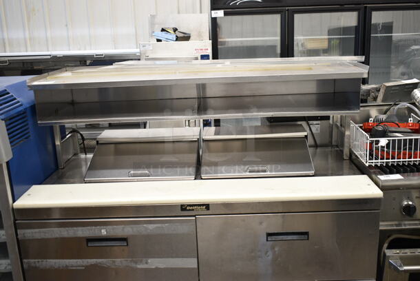 Delfield Stainless Steel Commercial Sandwich Salad Prep Table Bain Marie Mega Top w/ 4 Drawers and Over Shelf. 115 Volts, 1 Phase. Tested and Working! - Image 2 of 9