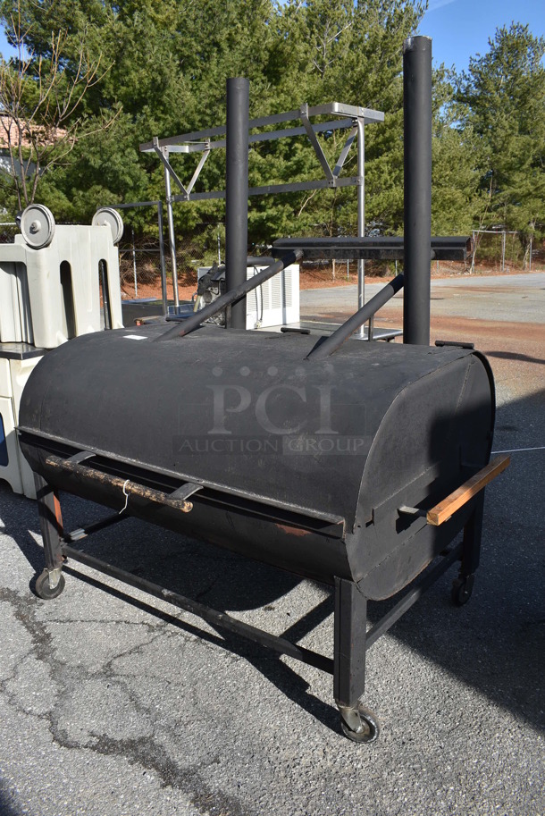 Metal Commercial Wood or Charcoal Fired Barbecue BBQ Roaster Grill on Commercial Casters. 70x60x86 - Image 4 of 7
