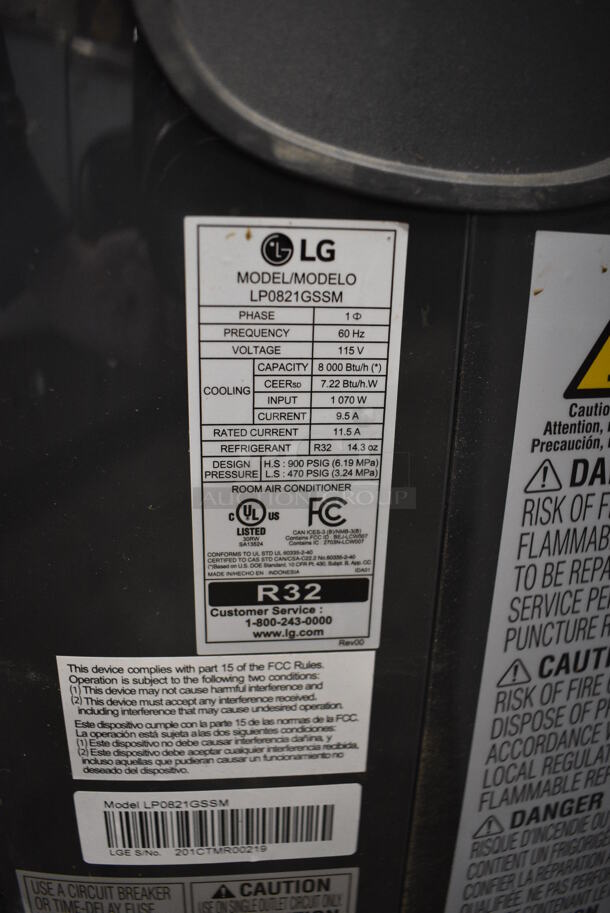 LG LP0821GSSM Portable Air Conditioner. 115 Volts, 1 Phase. 16x12x28.5 - Image 5 of 7