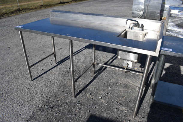 Stainless Steel Table w/ Sink Basin, Faucet and Handles. 72x30x41. Bay 10x14x10