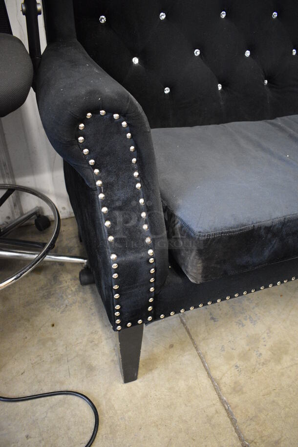 Black Chair w/ Arm Rests and Nail Head Trim. 59x30x50 - Image 3 of 5