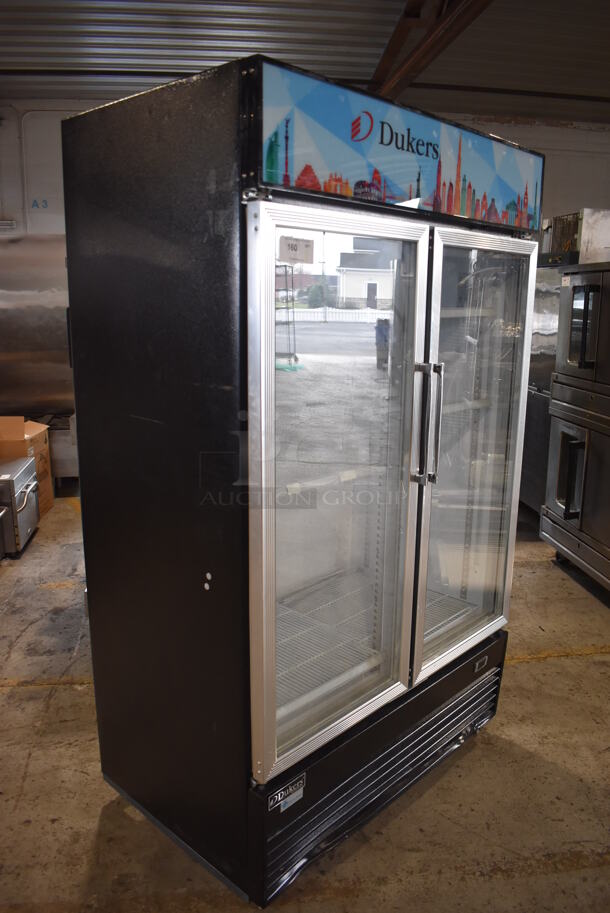 Dukers DSM-41R Metal Commercial 2 Door Reach In Cooler Merchandiser w/ Poly Coated Racks on Commercial Casters. 115 Volts, 1 Phase. Tested and Working! - Image 2 of 10