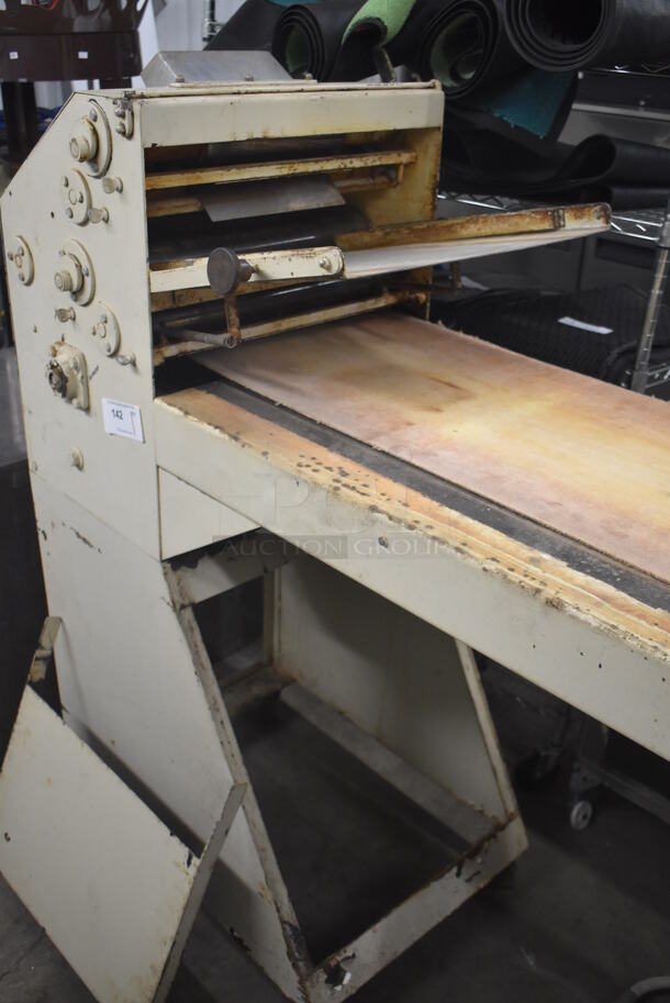 Acme 8-12 Metal Commercial Floor Style Dough Sheeter w/ 9' Conveyor Belt. 110 Volts, 1 Phase. 132x22x57. Tested and Working! - Image 6 of 9