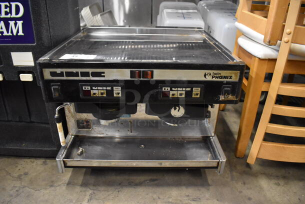 Unic TW PHOENIX Stainless Steel Commercial Countertop 2 Group Espresso Machine w/ Steam Wand. 220 Volts, 1 Phase. 23x22x19