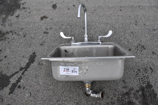 Metal Single Bay Drop In Sink w/ Faucet and Handles. 19x18x26