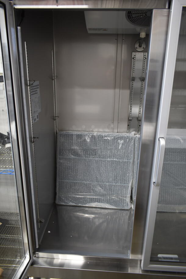 BRAND NEW SCRATCH AND DENT! 2023 KoolMore RIR-2D-GD Stainless Steel Commercial 2 Door Cooler Merchandiser w/ Poly Coated Racks on Commercial Casters. 115 Volts, 1 Phase. Tested and Working! - Image 6 of 9