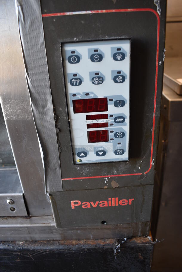 Pavailler Stainless Steel Commercial Electric Powered 3 Deck Digital Steam Artisan Brick Oven Pizza Oven on Metal Legs. Appears To Be Model Rubis 4B. 208-220 Volts, 3 Phase. 67x56x74 - Image 9 of 11