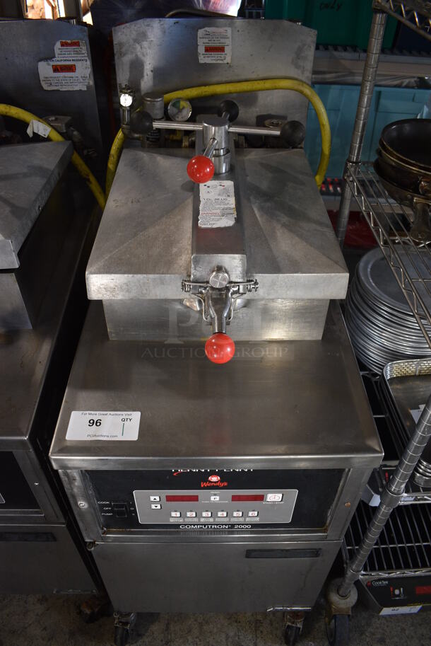 LATE MODEL! Henny Penny 600C Stainless Steel Commercial Floor Style Natural Gas Powered Pressure Fryer on Commercial Casters. 18x39x48 - Image 1 of 10