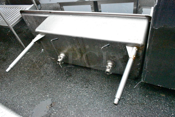 Stainless Steel Commercial 2 Bay Sink w/ 2 Faucets, 2 Handle Sets, Left Side Drain Board. Missing 2 Legs. Bay 24x24x12. Drain Board 19.5x20 - Image 8 of 9