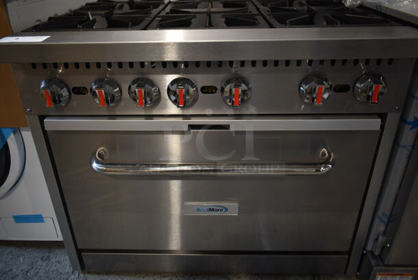 BRAND NEW SCRATCH AND DENT! 2023 KoolMore KM-CR-36-LP Stainless Steel Commercial Floor Style Propane Gas Powered 6 Burner Range w/ Oven and Back Splash. 210,000 BTU.  - Image 3 of 6