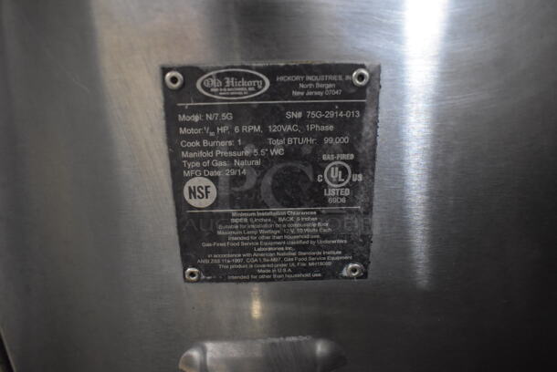 2 Old Hickory N/7.5G Stainless Steel Commercial Natural Gas Powered 7 Spit Rotisserie Ovens on Commercial Casters. Does Not Have Spits. 99,000 BTU. 52x34x76. 2 Times Your Bid! - Image 6 of 8