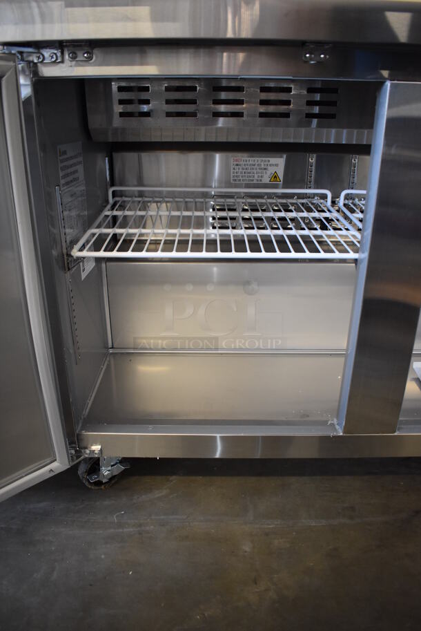 Avantco 178APT48HC Stainless Steel Commercial Sandwich Salad Prep Table Bain Marie Mega Top on Commercial Casters. 115 Volts, 1 Phase. 47x30.5x42.5. Tested and Powers On But Does Not Get Cold - Image 6 of 7