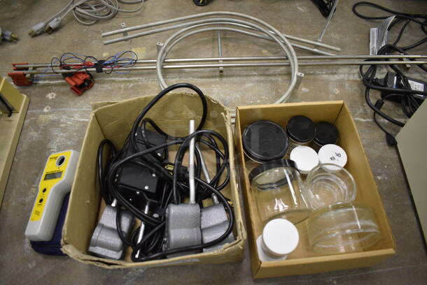 ALL ONE MONEY! Lot of Palintest 1000 Molybdate-Duo, Electrical Cords,Glass Canisters And Metal Coils (Main Building)