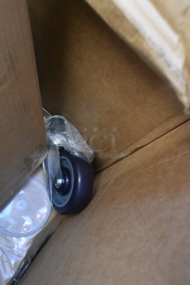 12 BRAND NEW Boxes Including TC-ST13-White Unit, Nemco 55600-2 1/4" Easy Tomato Slicer, 247PG1022FH Vigor 11" x 23" Portable Steel Griddle, TC-1350R-SS 13 Gallon Trash Can, 271CT1418OR Carlisle CT141824 Cafe 14" x 18" Orange Standard Plastic Fast Food Tray - 12/Case, 257SWD Lavex Heavy-Duty Steel Stretch Wrap Dispenser with Film Cutter, 245CB12PLN Choice 12" x 12" x 2" Kraft Customizable Corrugated Plain Pizza Box - 50/Case, Zurn Z5410 Blowout Service Sink. 12 Times Your Bid!  - Image 9 of 12