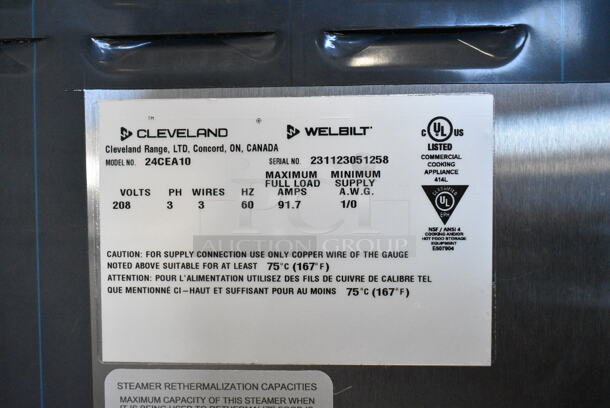 BRAND NEW SCRATCH AND DENT! 2023 Cleveland 24CEA10 SteamCraft Gemini Stainless Steel Commercial 10 Pan Electric Floor Steamer. 208 Volts, 3 Phase.  - Image 11 of 11