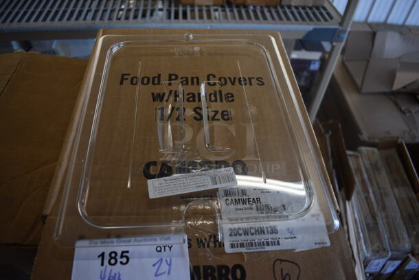 ALL ONE MONEY! Lot of 24 BRAND NEW IN BOX! Cambro 20CWCHN135 Clear Poly 1/2 Size Drop In Bin Lids