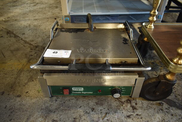Waring WFG250 Stainless Steel Commercial Countertop Panini Press. 120 Volts, 1 Phase. Cannot Test - Unit Needs a New Power Switch - Image 1 of 6