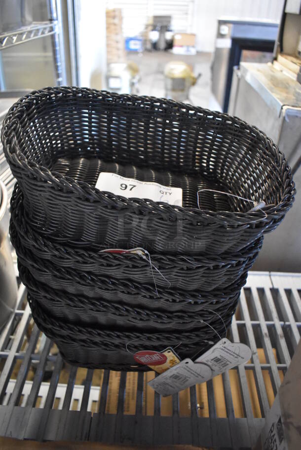 6 BRAND NEW! TableCraft Black Wicker Style Bread Baskets. 12x9x4. 6 Times Your Bid! - Image 1 of 4