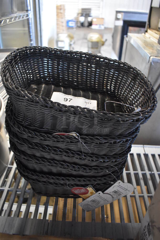 6 BRAND NEW! TableCraft Black Wicker Style Bread Baskets. 12x9x4. 6 Times Your Bid!