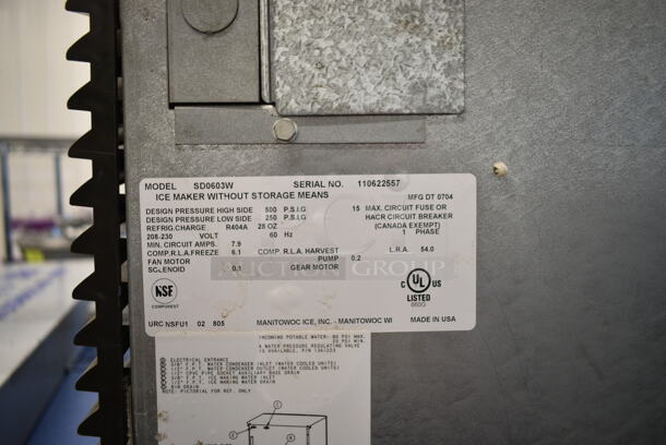Manitowoc SD0603W Stainless Steel Commercial Ice Head on Manitowoc B570 Commercial Bin. 208-230 Volts, 1 Phase.  - Image 6 of 7