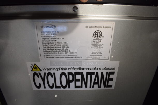 BRAND NEW SCRATCH AND DENT! KoolMore BIM75-BS Stainless Steel Commercial Self Contained Undercounter Ice Machine. 115 Volts, 1 Phase. 15x17.5x33 - Image 6 of 6