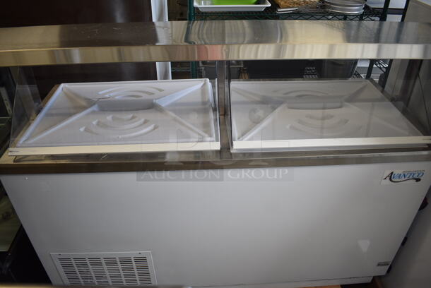 BRAND NEW SCRATCH AND DENT! Avantco 178CPW68HC Deluxe 12 Tub White Ice Cream Dipping Cabinet. Missing Front Glass. 115 Volt 1 Phase. Tested and Working! - Image 1 of 9