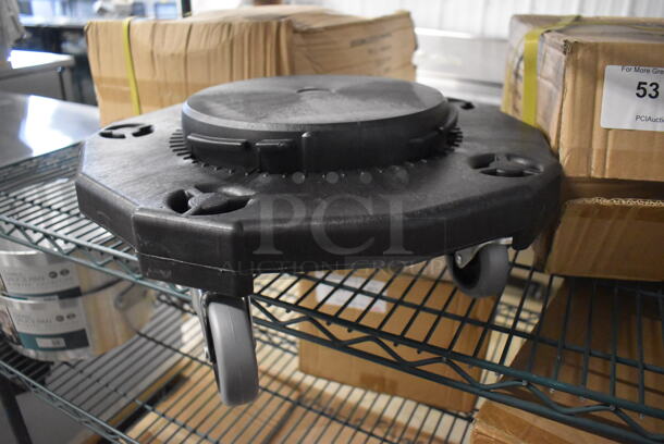 2 BRAND NEW IN BOX! Winco DLR-2 Black Poly Trash Can Dollies on Commercial Casters. 18x18x6.5. 2 Times Your Bid! - Image 3 of 4