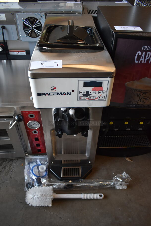 BRAND NEW SCRATCH AND DENT! 2023 Spaceman 6210-C Stainless Steel Commercial Countertop Air Cooled Single Flavor Soft Serve Ice Cream Machine with 1 Hopper. 110 Volts, 1 Phase.  - Image 2 of 7