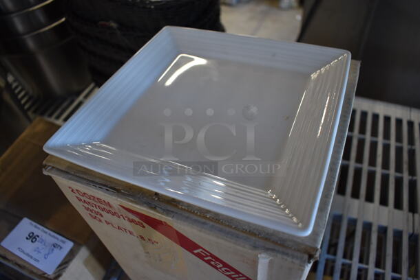 Box of 24 BRAND NEW! Sant Andrea White Ceramic Square Plates. 8.5x8.5x1 - Image 5 of 7
