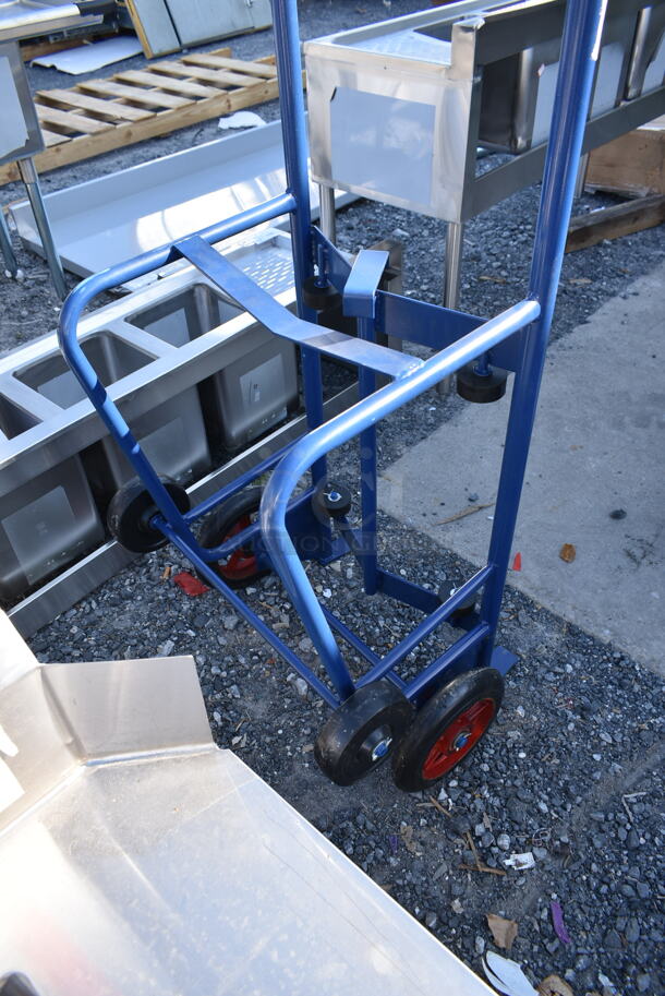 BRAND NEW SCRATCH AND DENT! Lavex 257HT0063 Blue Metal Steel Drum Hand Truck. 900 Pound Capacity. - Image 6 of 8