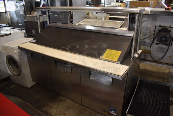 True TSSU-72-30M-B Stainless Steel Commercial Sandwich Salad Prep Table Bain Marie Mega Top w/ Over Shelf on Commercial Casters. 115 Volts, 1 Phase. 72x34x59. Tested and Working! - Image 2 of 9