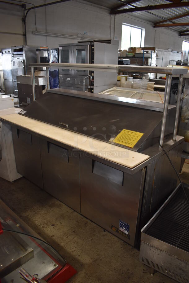 True TSSU-72-30M-B Stainless Steel Commercial Sandwich Salad Prep Table Bain Marie Mega Top w/ Over Shelf on Commercial Casters. 115 Volts, 1 Phase. 72x34x59. Tested and Working! - Image 9 of 9