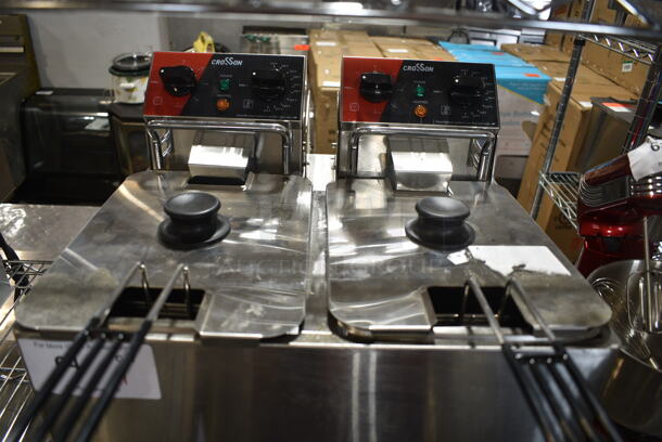 2024 Crosson CF-20 Stainless Steel Commercial Countertop Electric Powered 2 Bay Fryer w/ 2 Metal Fry Baskets. 120 Volts, 1 Phase. - Image 5 of 10