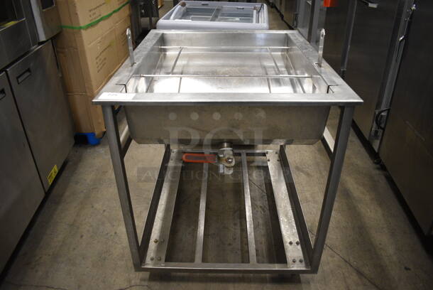 Belshaw Stainless Steel Commercial Icing Glazing Station on Commercial Casters. 31.5x39x40