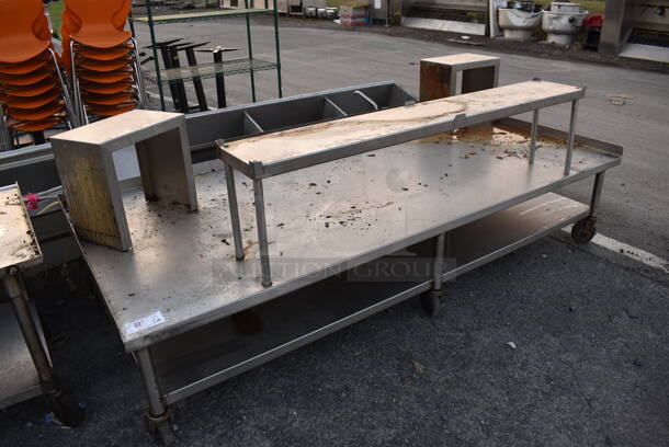 Stainless Steel Commercial Equipment Stand w/ Under Shelf on Commercial Casters. 94x42x36