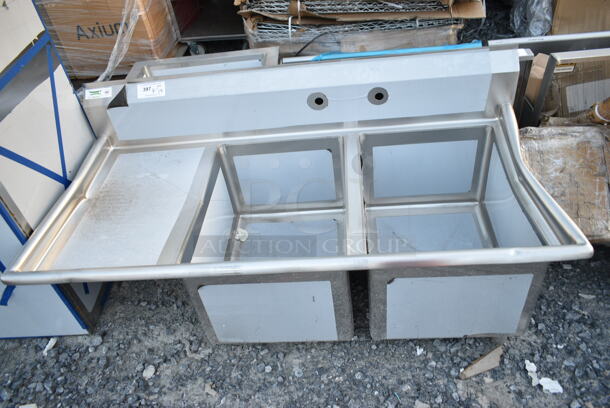 BRAND NEW SCRATCH AND DENT! Regency 600S2182418L Stainless Steel 2 Bay Sink w/ Left Side Drain Board. No Legs. Bay 12x18x24. Drain Board 16.5x25.5 - Image 2 of 6