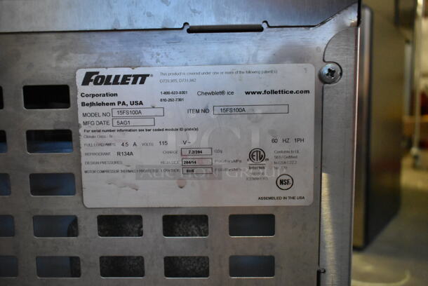 Follett 15FS100A Metal Commercial Countertop Chewblet Ice Maker and Water Dispenser with Stand. 15 lb. 115 Volts, 1 Phase.  - Image 5 of 5